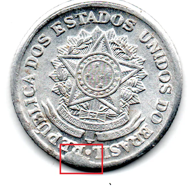 1961 - 2 Cruzeiros - ERRO: Cunho Quebrado - Moeda Brasil