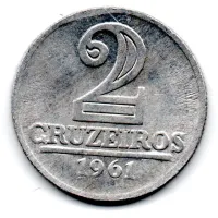 1961 - 2 Cruzeiros - ERRO: Cunho Quebrado - Moeda Brasil - Foto 2