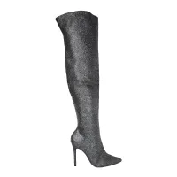Bota Over the Knee Aisha Glitter Preto com Numeração Especial em Promoção