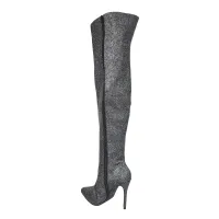 Bota Over the Knee Aisha Glitter Preto com Numeração Especial  - Foto 2