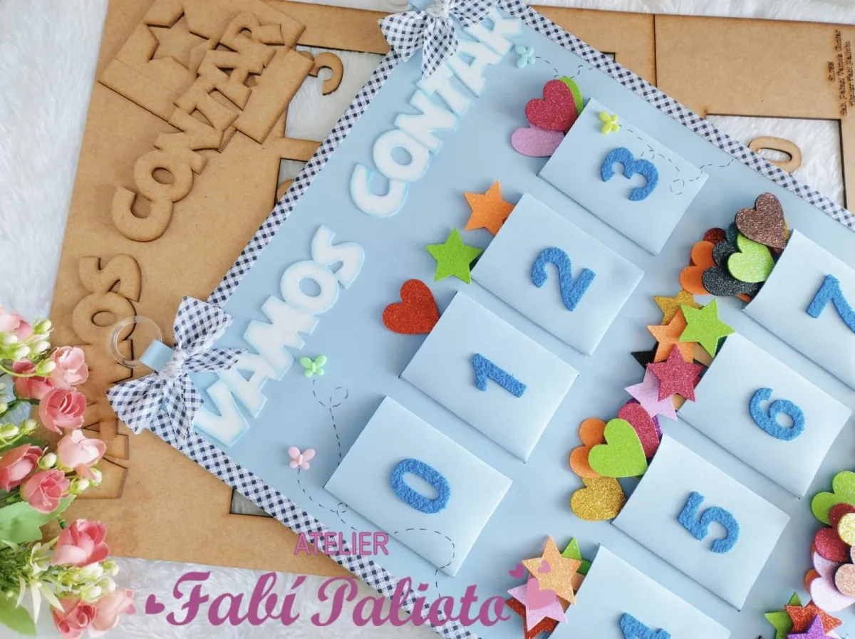 G1.788  Gabarito de Moldes em MDF  Painel vamos contar Imagem