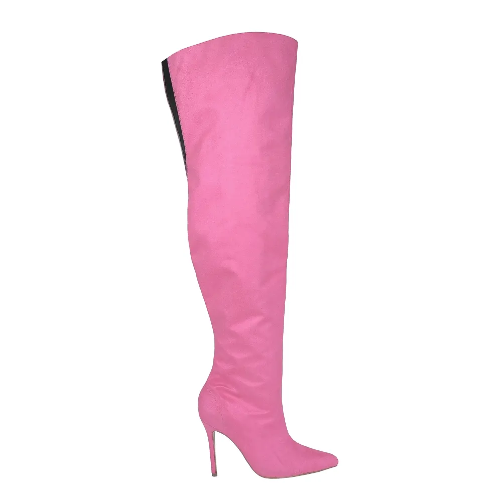 Bota Over the Knee Simaria Camurça Rosado com Numeração Especial em Promoção Imagem