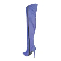 Bota Over the Knee Aisha Jeans Azul em Promoção - Foto 3