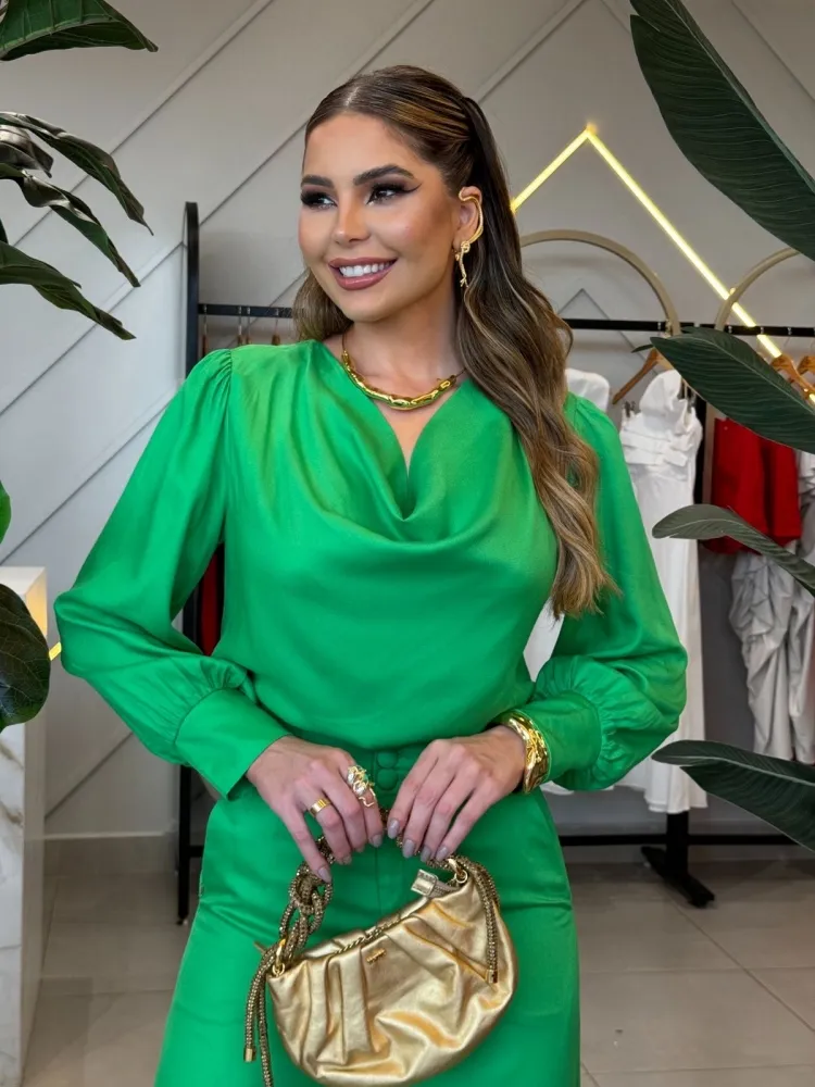 BLUSA MANGA LONGA VERDE Imagem