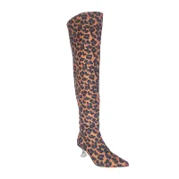 Bota Over the Knee Aisha Cetim Lona Onça em Promoção - Foto 2