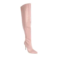 Bota Over the Knee Aisha Cobra Bege com Numeração Especial em Promoção - Foto 2