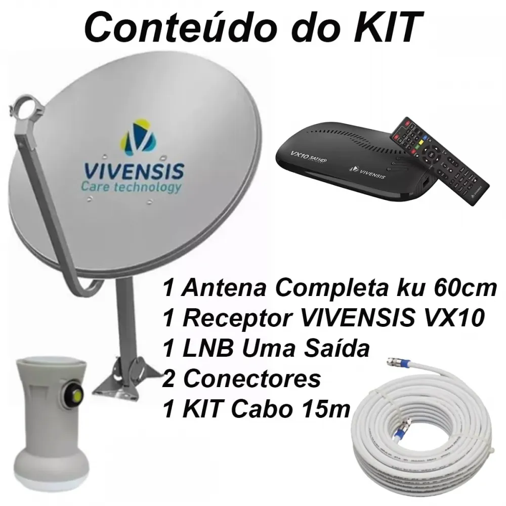 kit Completo da Nova Antena Parabólica Digital 01 Ponto