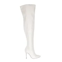Bota Over the Knee Aisha Off White em Promoção
