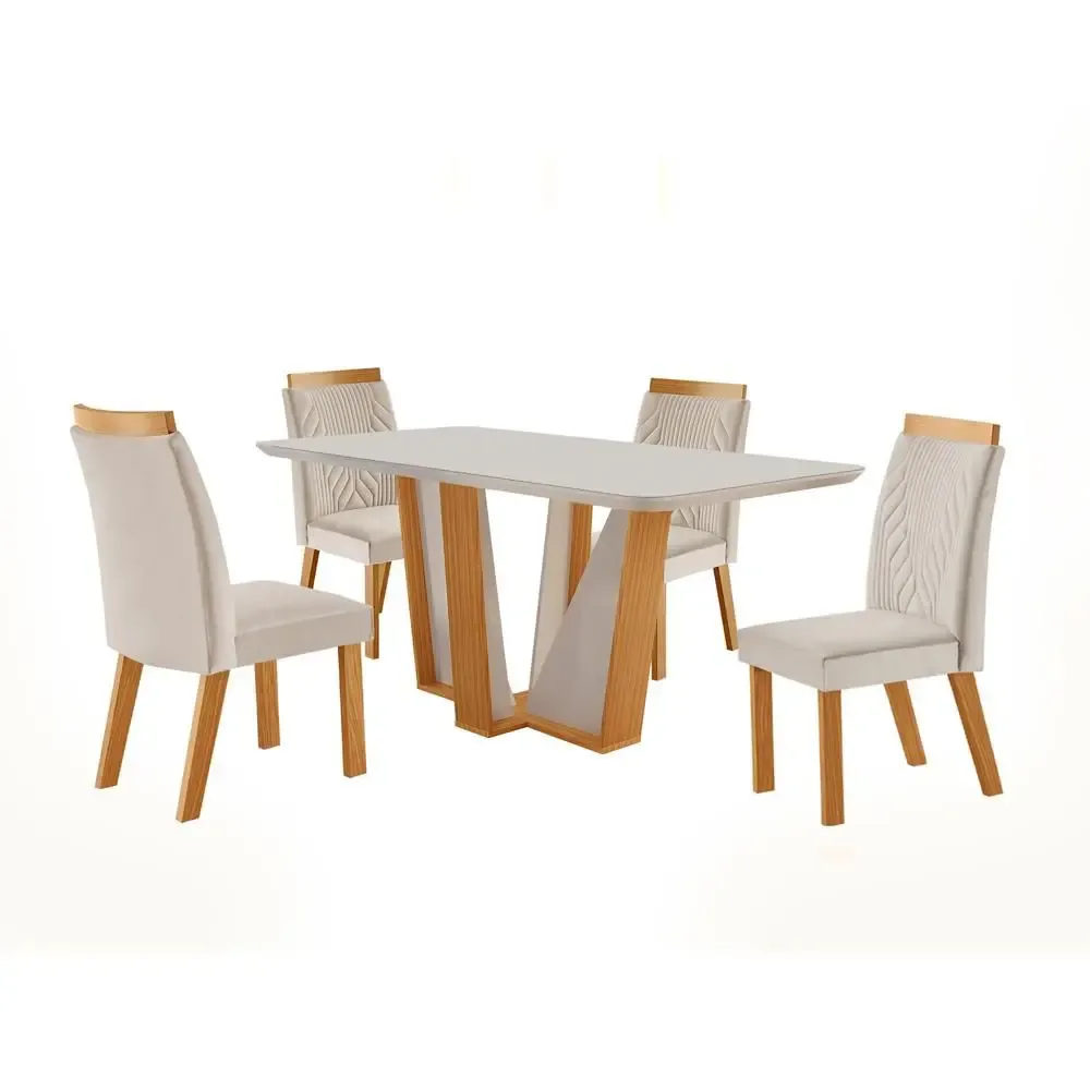Mesa Veneza 135X90 com 4 cadeiras madeira 1.35x90