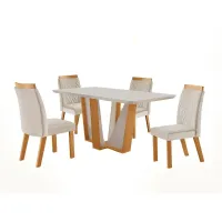 Mesa Veneza 135X90 com 4 cadeiras madeira 1.35x90