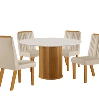 Mesa dara redonda 1.10x1.10 com 4 cadeiras madeira  - Foto 3