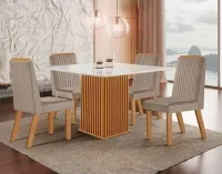 Mesa Riviera 90x90 com 4 cadeiras de madeira
