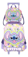 Mochila com rodas + lancheira original Stitch verde IC41542SC