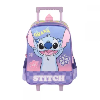  Mochila com rodas + lancheira original Stitch violeta IC41542SC - Foto 2