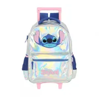 Mochila Stitch Holográfica Disney Lilo Infantil Escolar Rodinha