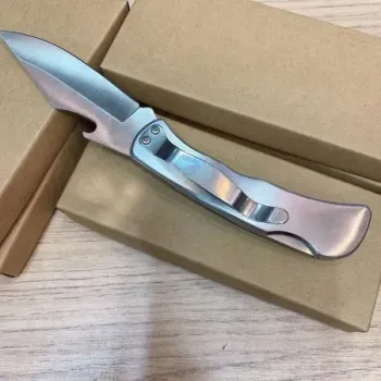 CANIVETE AÇO INOX C/ CLIPE DE BOLSO + ABRIDOR DE GARRAFA - Foto 2