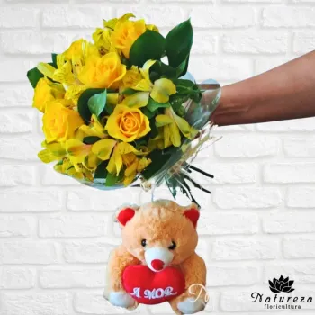 Buquê Felicidade com urso 