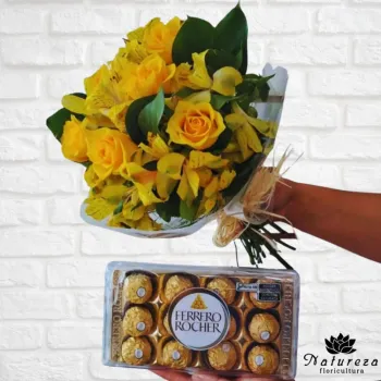 Buquê  Felicidade com Ferrero Rocher 