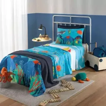 Jogo de Cama Infantil Döhler  fundo mar 130 Fios