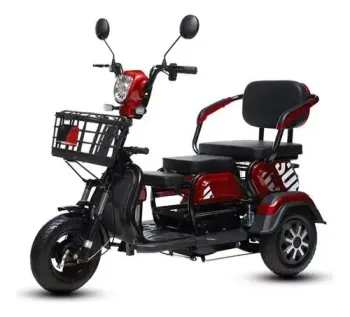 Triciclo Elétrico - Vermelho/preto - 3 Lugares - Com Alarme