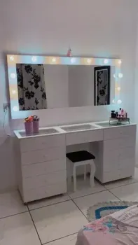 Penteadeira Camarim Luxo 1m70 Com Rodinhas Completa + Brinde