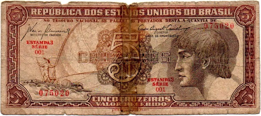 C111 - 5 Cruzeiros - Série 001 - Índio - Data: 1961 - UTG Imagem