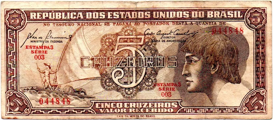 C111 - 5 Cruzeiros - Série 003 - Índio - Data: 1961 - BC Imagem