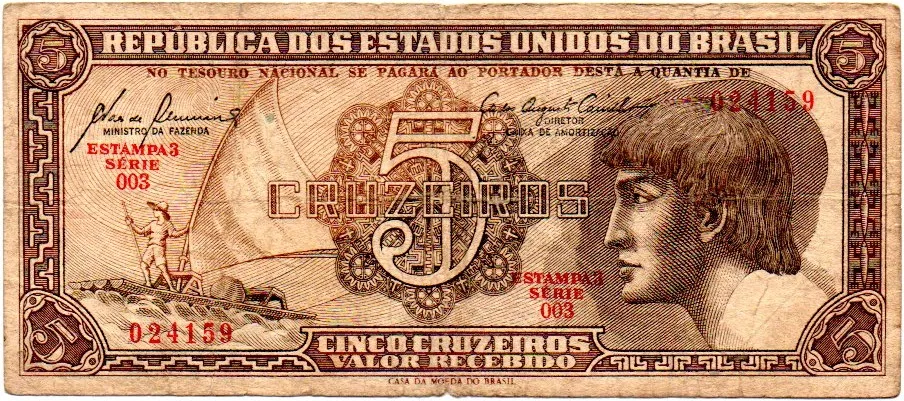 C111 - 5 Cruzeiros - Série 003 - Índio - Data: 1961 - BC Imagem