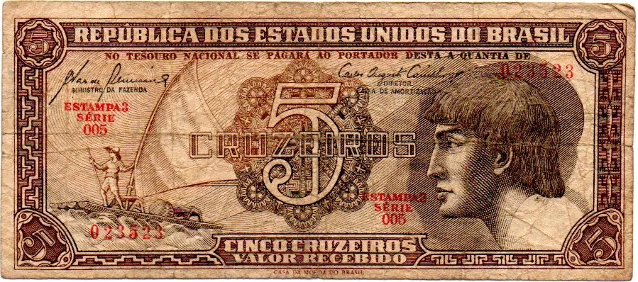 C111 - 5 Cruzeiros - Série 005 - Índio - Data: 1961 - R