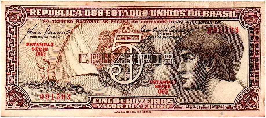 C111 - 5 Cruzeiros - Série 005 - Índio - Data: 1961 - MBC