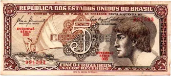 C111 - 5 Cruzeiros - Série 005 - Índio - Data: 1961 - MBC