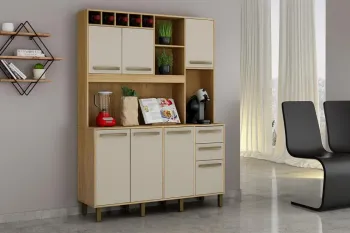 Kit Armários de Cozinha Granada Cinamomo Com Off White