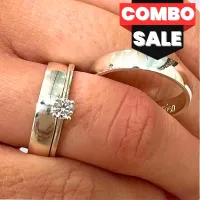 Combo Par de alianças plano  + Anel aparador - CAL400 - Foto 3