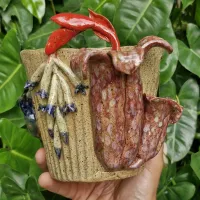 Cachepô Beija Flor Tesoura e Bromelia (16x16cm) - Foto 3