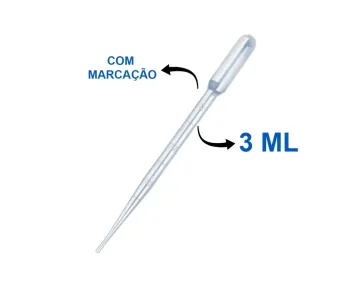Pipeta Pasteur Plástica 3ml Pacote 50 unidades
