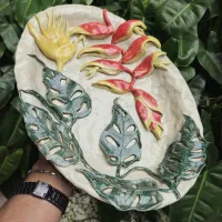 Enfeite de mesa Helicônias e Monstera (32x22cm) - Foto 2