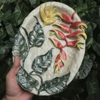 Enfeite de mesa Helicônias e Monstera (32x22cm) - Foto 4
