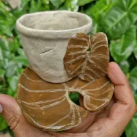 Xícara philodendron gloriosum (xic 7cm diâmetro- pires 9cm diâmetro)
