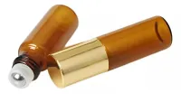 Frascos vidro Âmbar Rollon 5ml Tampa Dourada - Foto 2