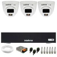Kit 3 Câmeras Intelbras VHD 1220 D G7 Full Color com Alta Definição Full HD 1080p Visão Noturna 20m + DVR Intelbras MHDX 3004-C 4 Canais + HD 1TB Pourple