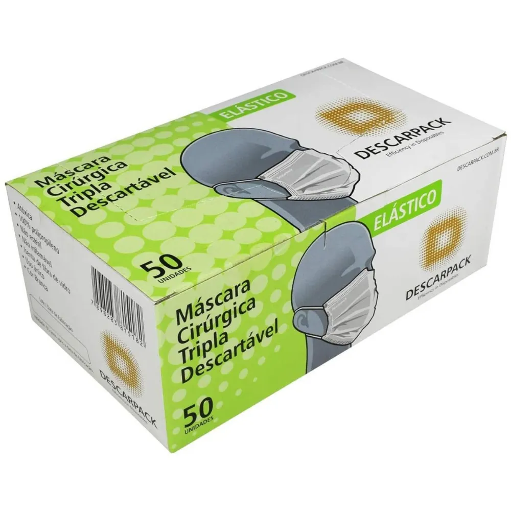 Mascara Tripla Branca com Elastico DESCARPACK