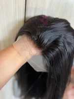 Pamela HUMANA Liso 50cm  300 gramas Lace Front HD humana  cabelo brasileiro repartição LivreBig®  - Foto 12