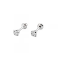 Brinco  prata 925 pedra branca 3 mm - BFB06BR