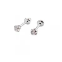 Brinco  prata 925 pedra rosa - 3 mm - BFB06