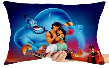 Capa de Almofada ou Travesseiro Aladdin Jasmine Gênio tapete