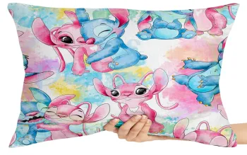 Capa de Almofada ou Travesseiro Angel e Stitch cartoon