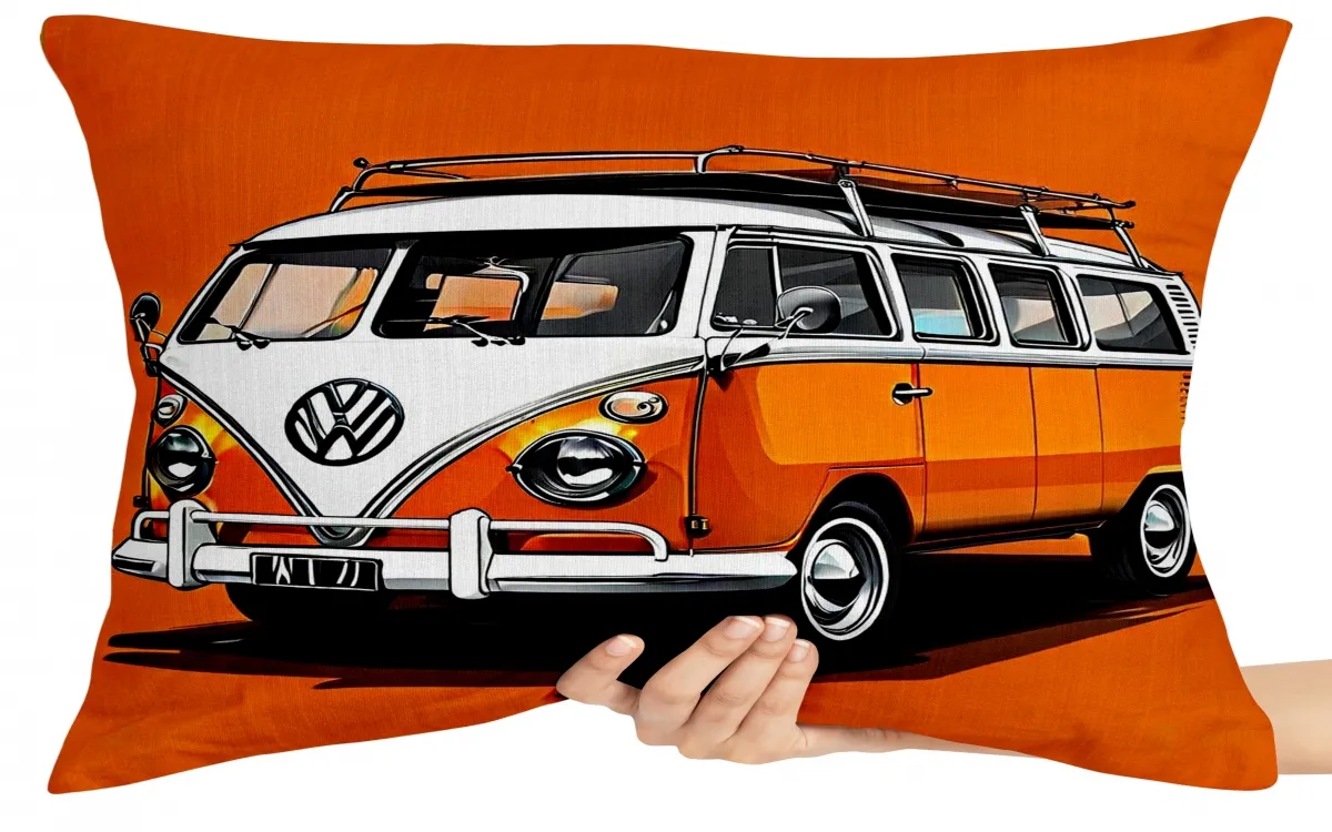 Capa de Almofada ou Travesseiro Kombi laranja desenho