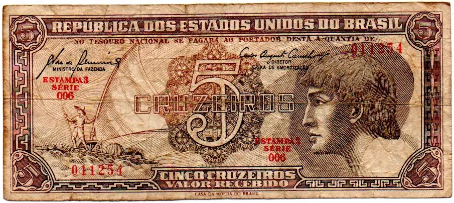 C111 - 5 Cruzeiros - Série 006 - Índio - Data: 1961 - BC