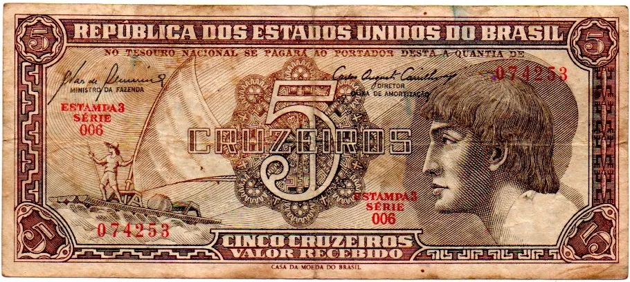 C111 - 5 Cruzeiros - Série 006 - Índio - Data: 1961 - R