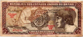 C111 - 5 Cruzeiros - Série 006 - Índio - Data: 1961 - R